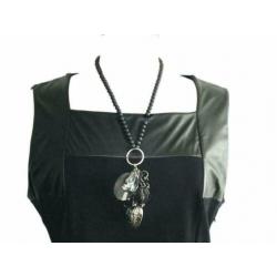 Little black Dress met leerverwerking, maat 44