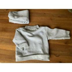 Feetje wafelpyjama grijs maat 62, valt klein