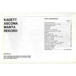 Opel handleiding voor de Kadett , Ascona , Manta en Record