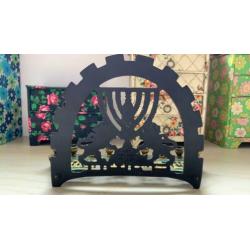 Vintage menorah uit Jerusalem met de 12 stammen