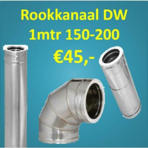 Rookkanaal Dubbelwandig RVS, lengte 100 cm Ø 150/200 mm