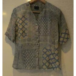 Alexon blauwe blouse fantasie patroon maat 34