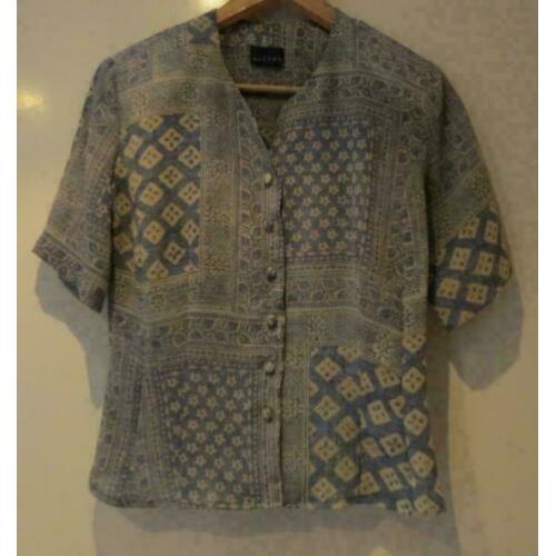 Alexon blauwe blouse fantasie patroon maat 34
