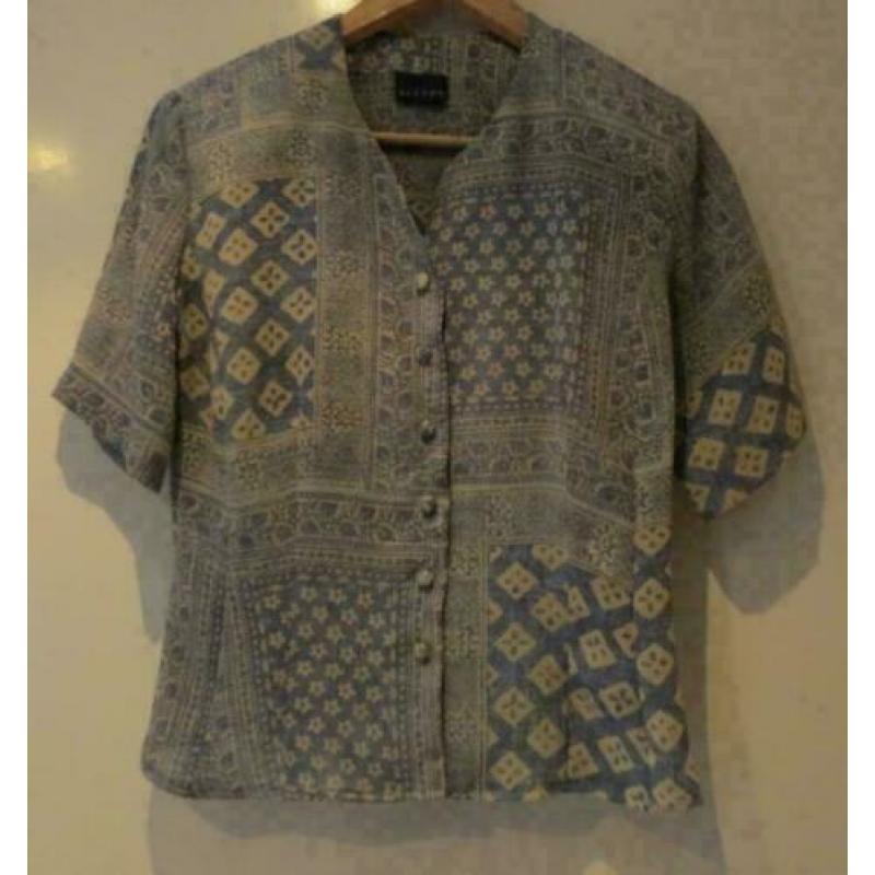 Alexon blauwe blouse fantasie patroon maat 34