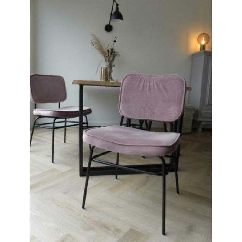 eetkamerstoel velvet roze 2 stuks ~ zgan