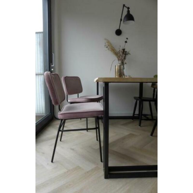 eetkamerstoel velvet roze 2 stuks ~ zgan