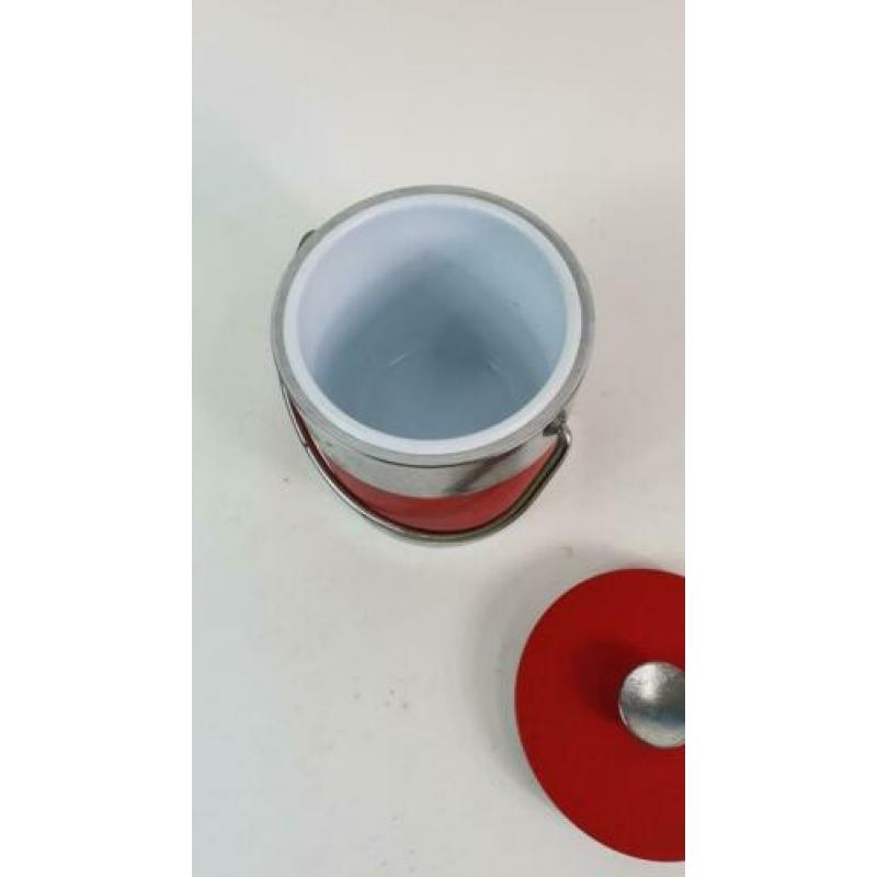 Vintage ijsemmer, met rood skai bekleed. 5A3