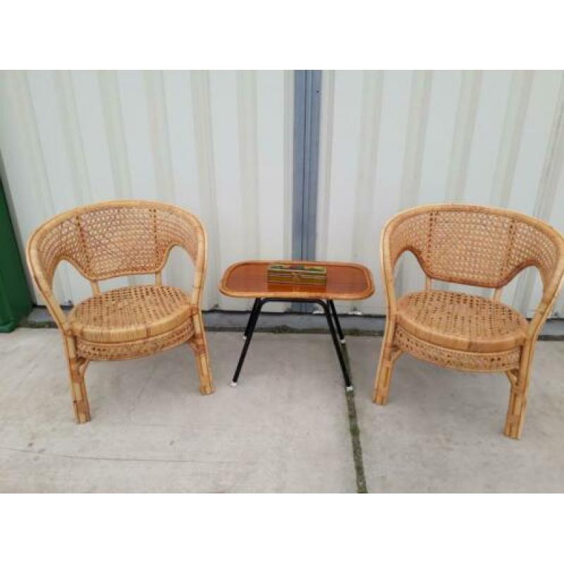 Vintage, rotan set, 2 stoelen, Rohé/TRIO Noordwolde