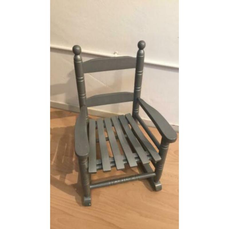 Houten schommelstoeltje zilvergrijs voor kinderen