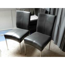 Lederen eetkamerstoelen (zwart)