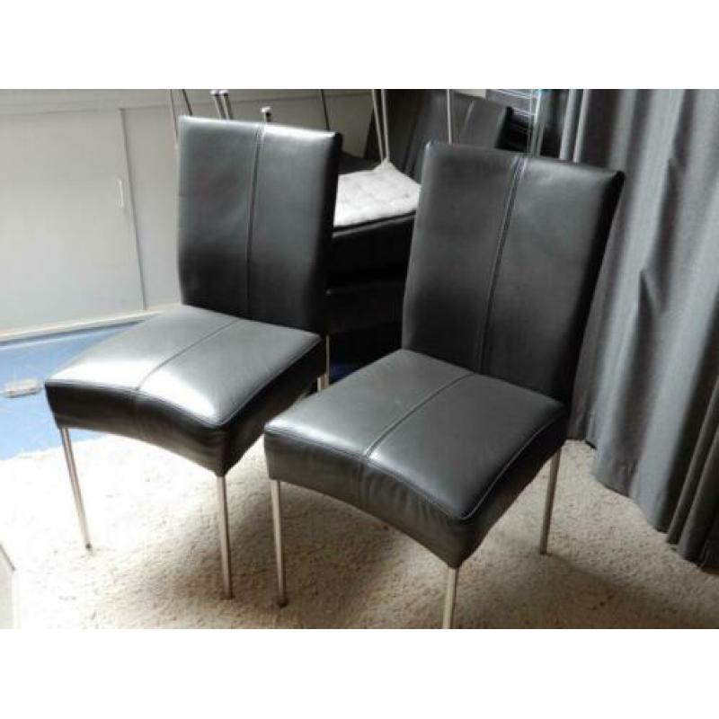 Lederen eetkamerstoelen (zwart)
