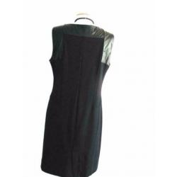 Little black Dress met leerverwerking, maat 44