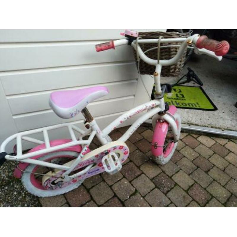 Sterke meisjesfiets incl zijwieltjes 12"