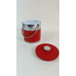Vintage ijsemmer, met rood skai bekleed. 5A3