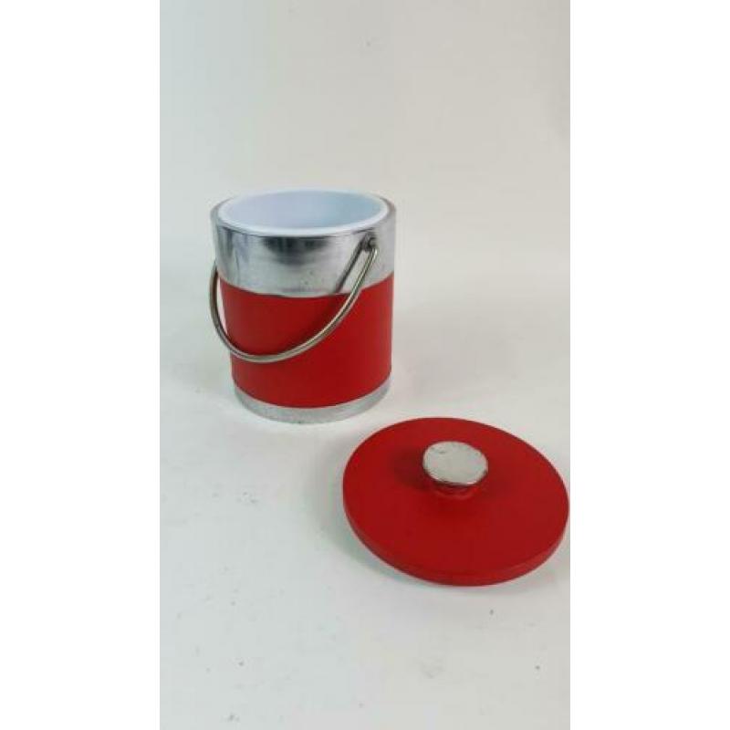 Vintage ijsemmer, met rood skai bekleed. 5A3