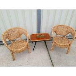 Vintage, rotan set, 2 stoelen, Rohé/TRIO Noordwolde