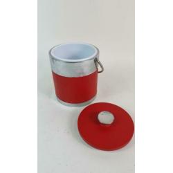 Vintage ijsemmer, met rood skai bekleed. 5A3