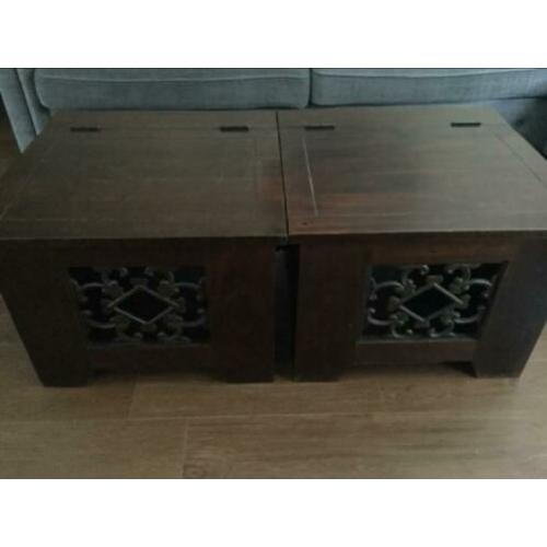 Massief houten salontafels met metalen sierwerk