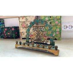 Vintage menorah uit Jerusalem met de 12 stammen