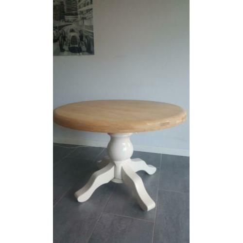 Stoere eiken bolpoot tafel rond keukentafel eikenhout