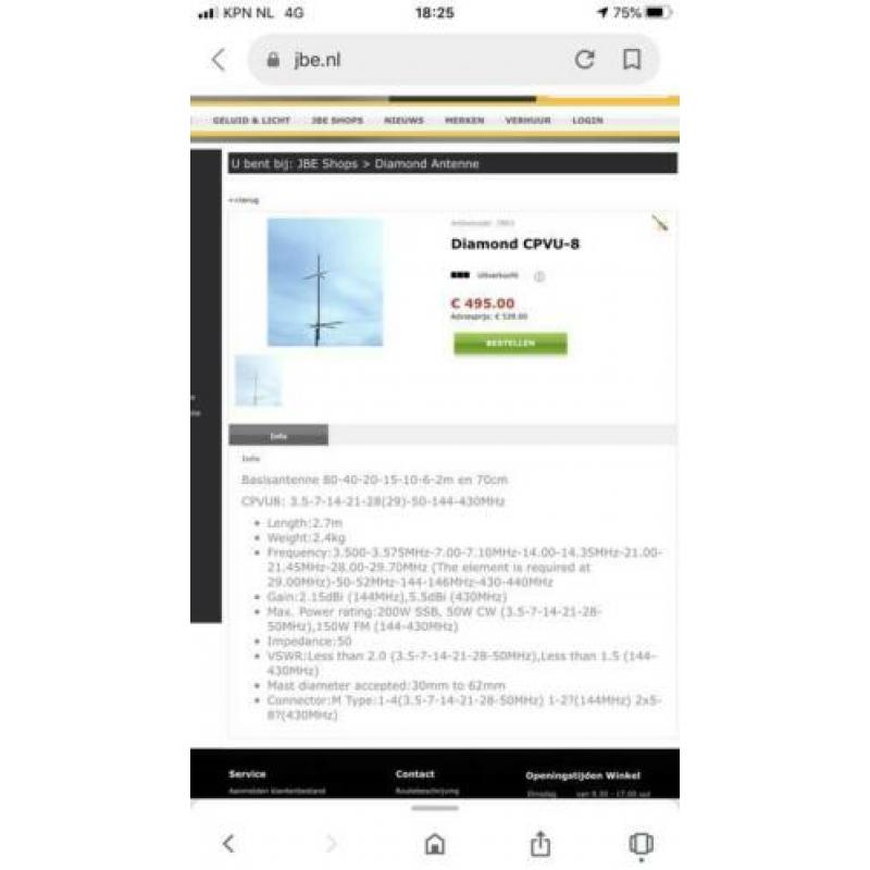 Diamond CPVU8 Hf antenne