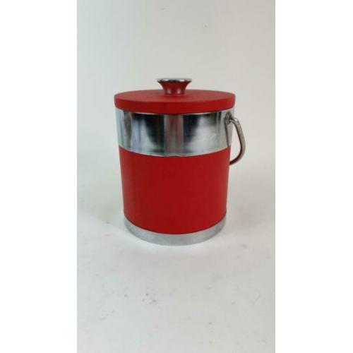 Vintage ijsemmer, met rood skai bekleed. 5A3