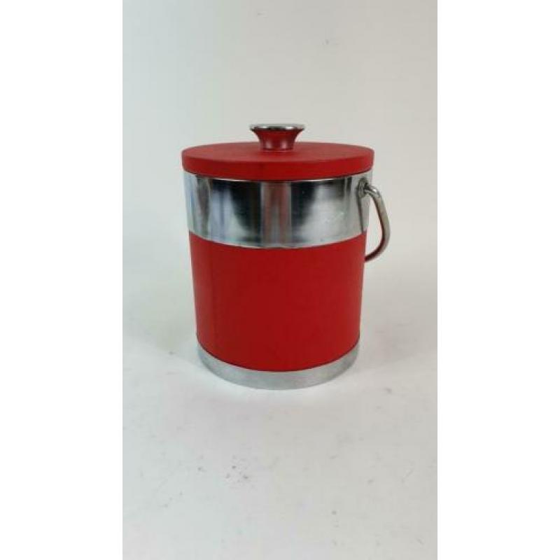 Vintage ijsemmer, met rood skai bekleed. 5A3