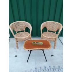 Vintage, rotan set, 2 stoelen, Rohé/TRIO Noordwolde