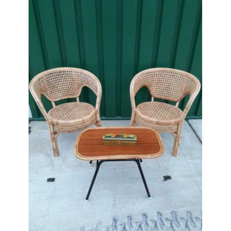 Vintage, rotan set, 2 stoelen, Rohé/TRIO Noordwolde