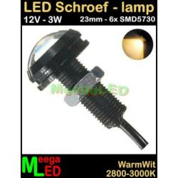 Caravan LED 12V 23mm Mini spot 3 watt Warmwit 3W zwart NDB