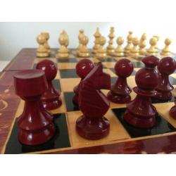 A349 Handgemaakt Schaakbord Backgammon Houtsnijwerk