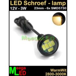Caravan LED 12V 23mm Mini spot 3 watt Warmwit 3W zwart NDB