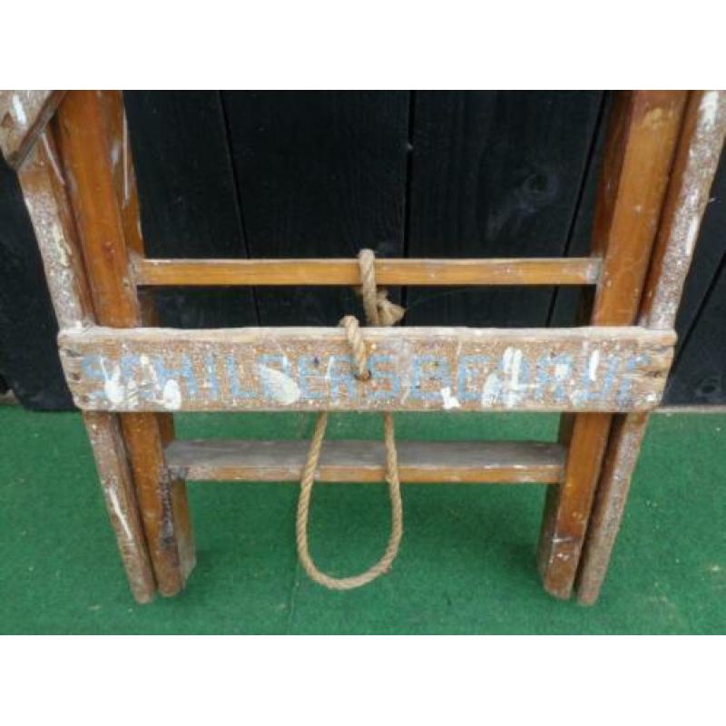 antieke houten schilderstrap/ ladder, 6 trede, 145 cm hoog