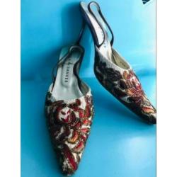 REBECA SANVER geborduurde slingbacks, maat 37