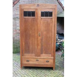 Brocante Art Deco Art Nouveau houten linnenkast kast