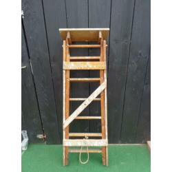 antieke houten schilderstrap/ ladder, 6 trede, 145 cm hoog