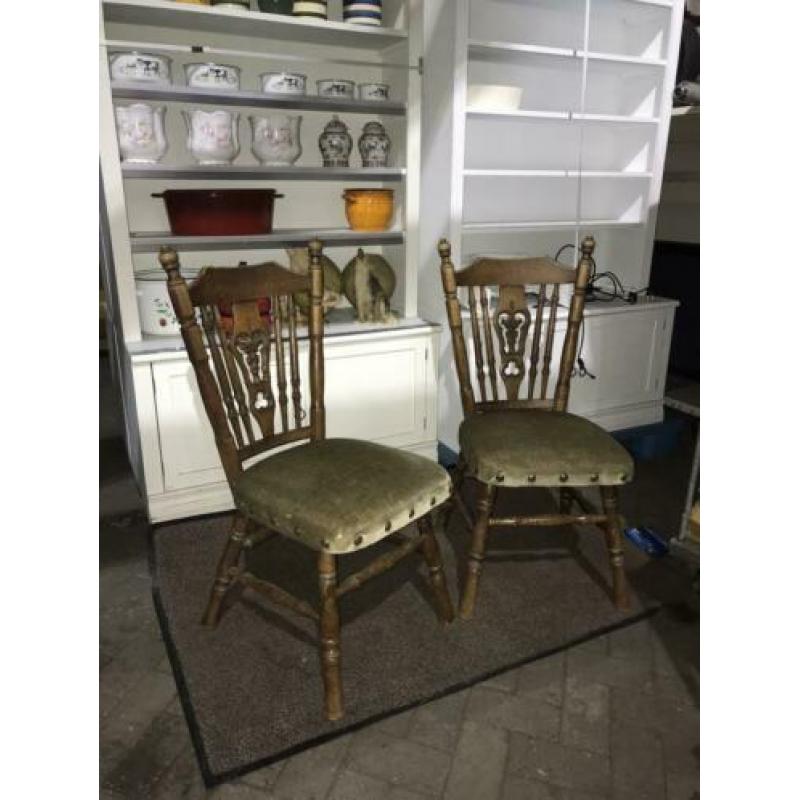 Set van2 antieke spijltjes stoelen retro Vintage stoel