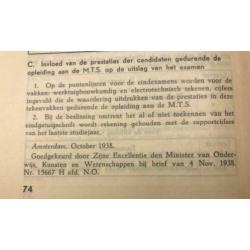 MTS Amsterdam Prospectus en Leerplannen 1938
