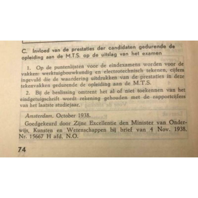 MTS Amsterdam Prospectus en Leerplannen 1938