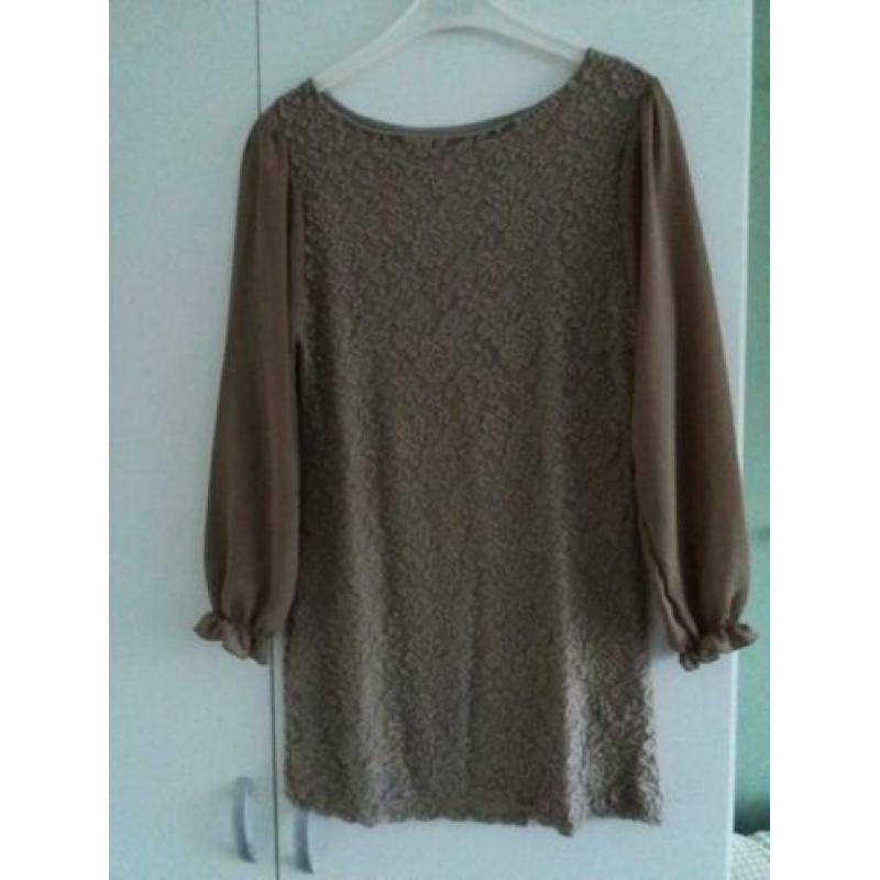 Top tuniek bruin/beige kant maat 36/38