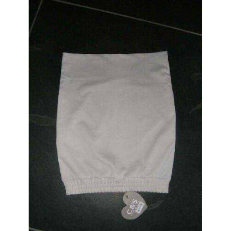 licht grijze rok/skirt C&S mt S/M of 36/38 zwarte bies opzij