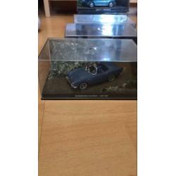 6x Vintage James Bond auto’s op schaal in doos