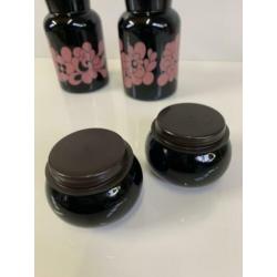 Vintage apothekersflessen / apothekerspotten zwart roze glas