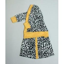 Vest LUIPAARD zwart/wit met gele sportieve streep MAAT 128