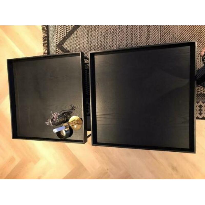 2x WOOOD Dexter salontafels / 2 wkn oud / 65x65 cm / 35 hoog