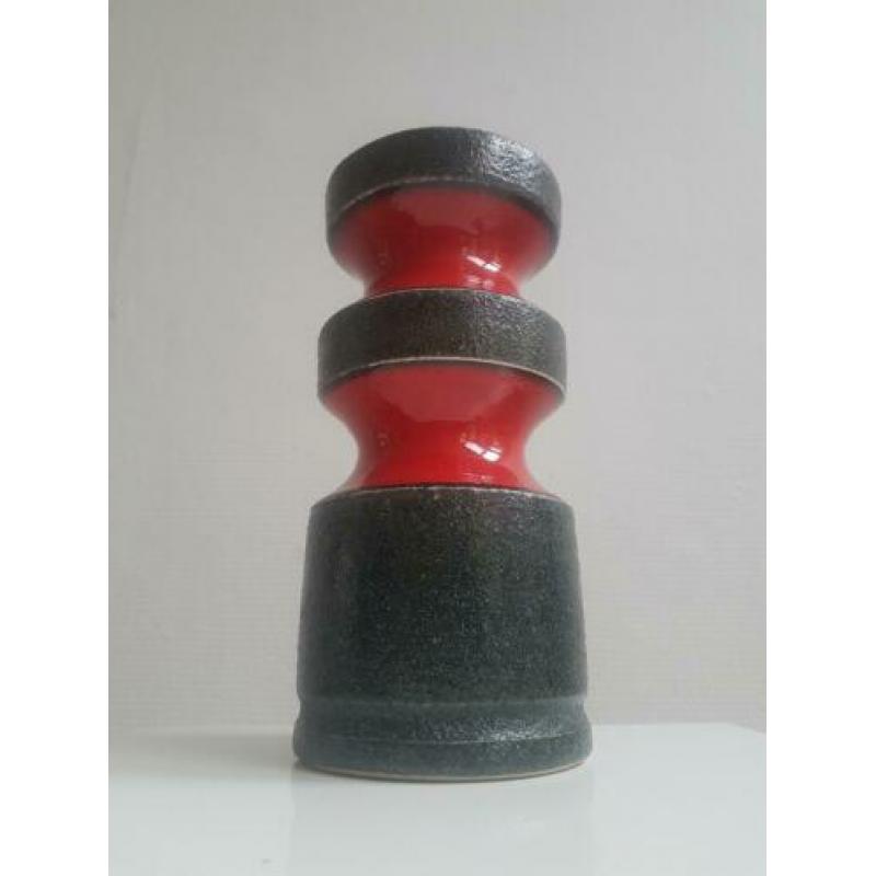 Vintage vaas rood / zwart retro vintage Fat Lava vaas