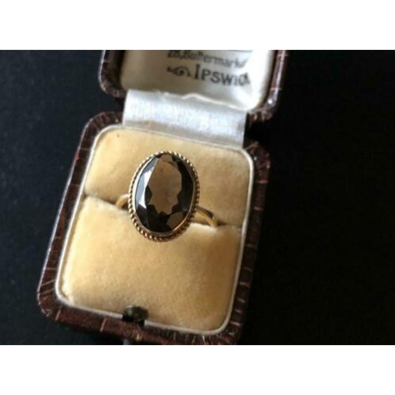9 karaat gouden ring rookkwarts maat 16,5
