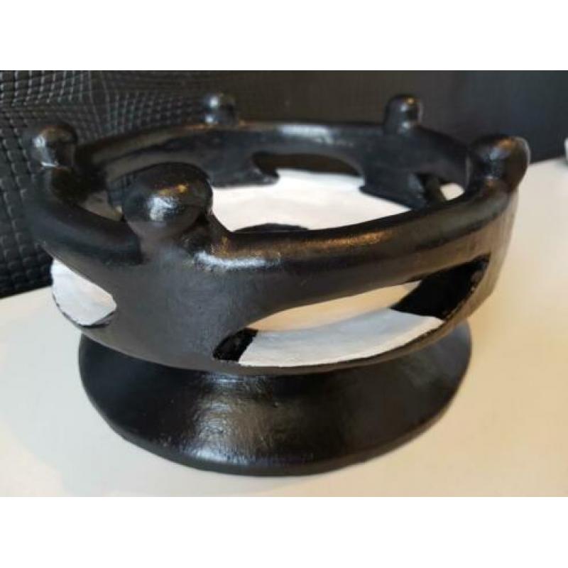 Zware handgeschilderde vriendenkring kandelaar 24cm lang!