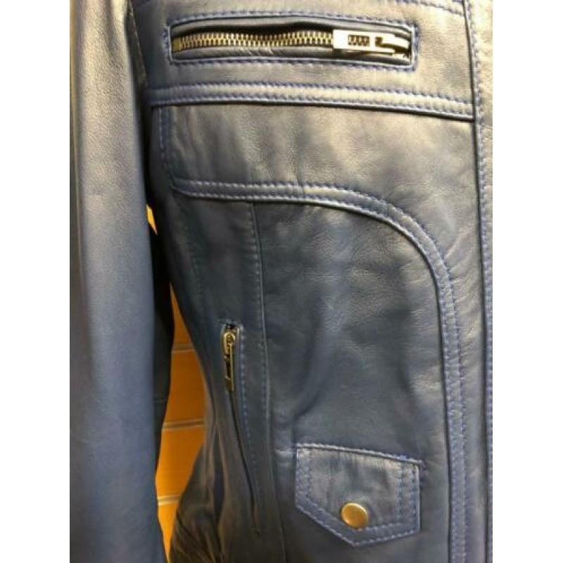 NIEUWE LEDEREN JAS blauw damesjas maat XL LEREN DAMES JACK