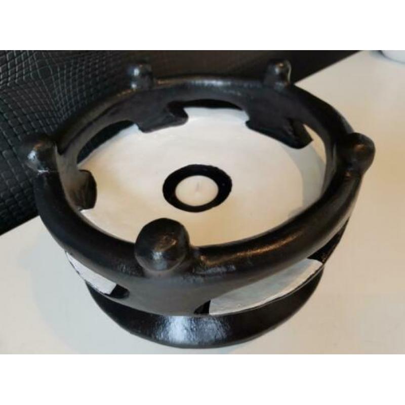 Zware handgeschilderde vriendenkring kandelaar 24cm lang!